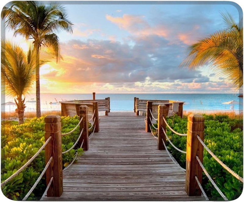 Boolavard Track Palm Trees Beach Sea Ocean 98911 Customized Rectangle Mousepad  Gaming Mouse Pad Mouse Mat - Image 1